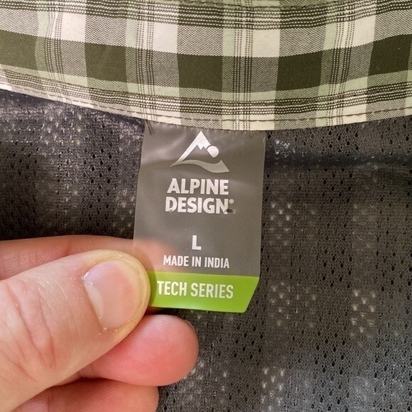 Alpine Design Tech Series Plaid Short Sleeve Button Down Shirt Mesh Hiking - Picture 8 of 15